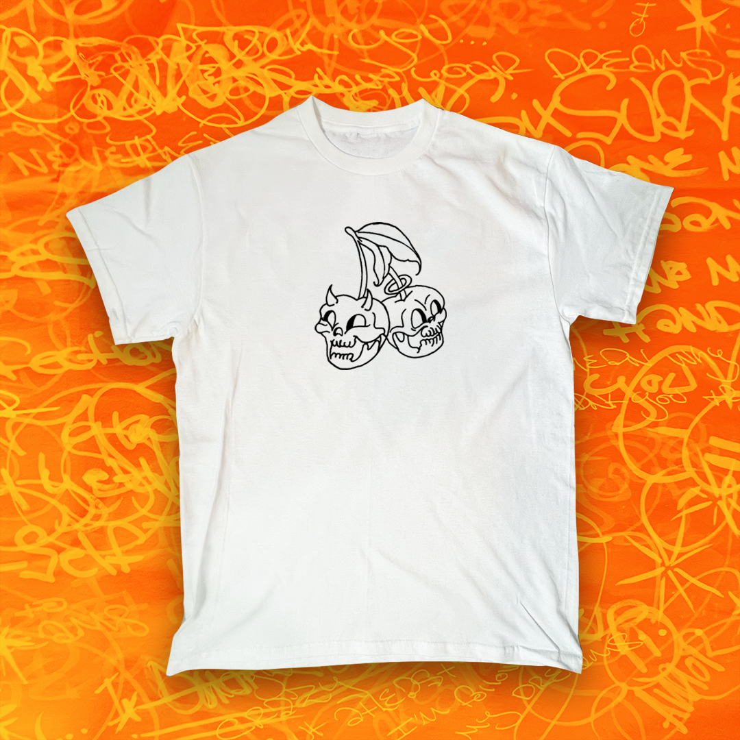 White "Cherry Skulls" Tee