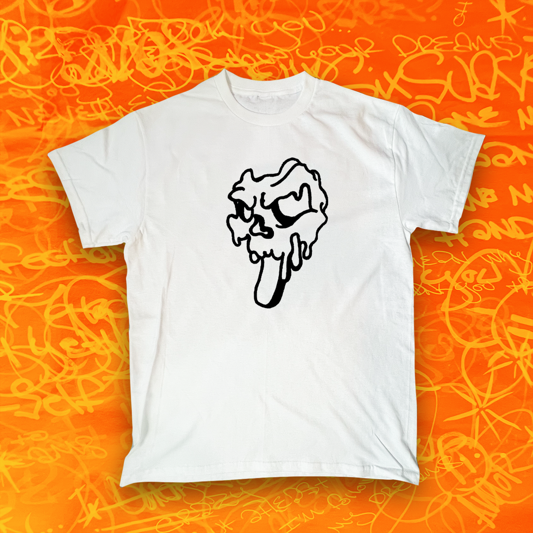 White "Drip Skull" Tee