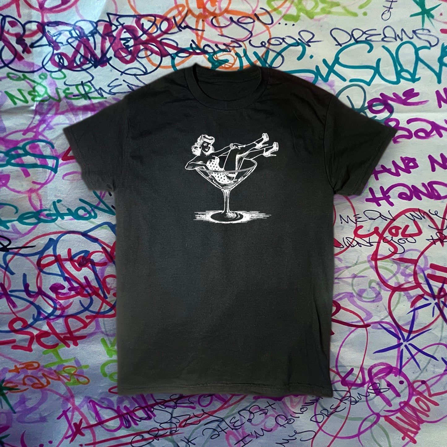 Black "Martini Time" Tee