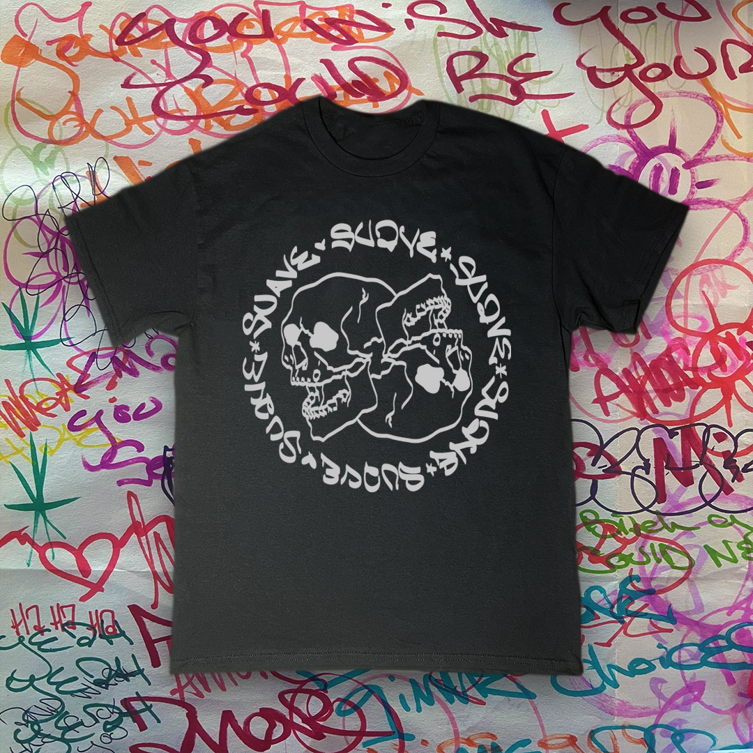 Black "Suave" Double Skull tee