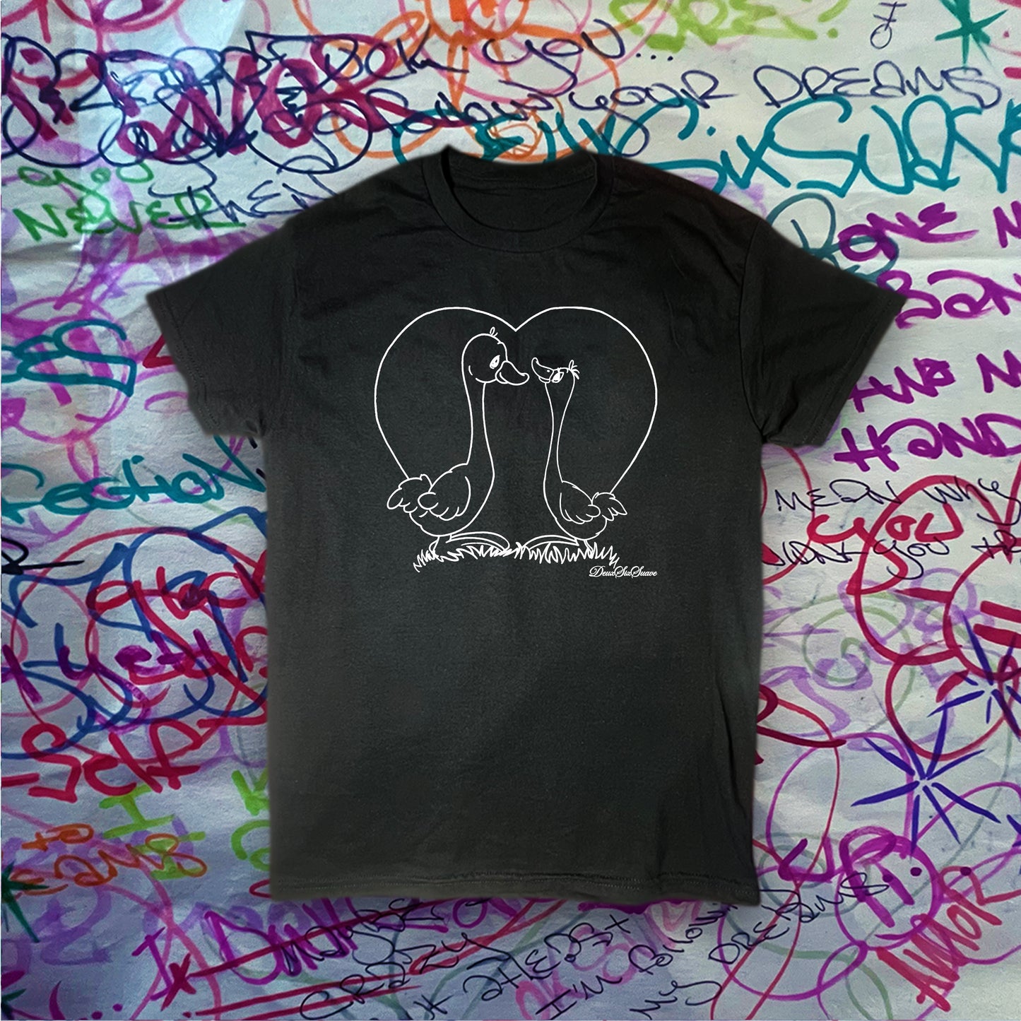 Black "love Birds" Tee