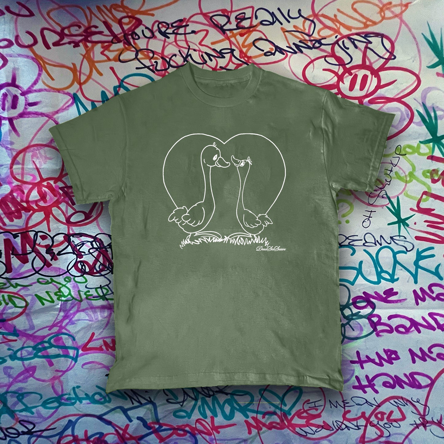 Military Green "Love Birds" Tee