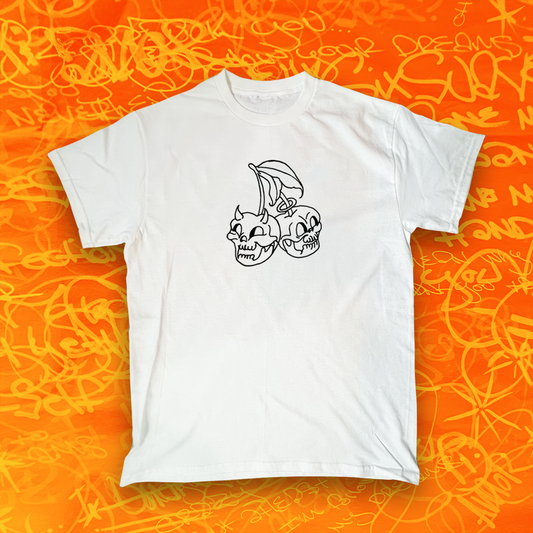 White "Cherry Skulls" Tee
