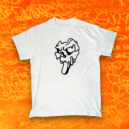 White "Drip Skull" Tee