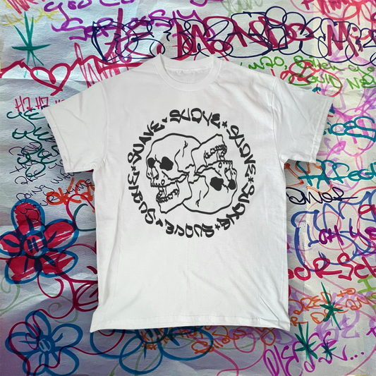 White "Suave" Double Skull Tee
